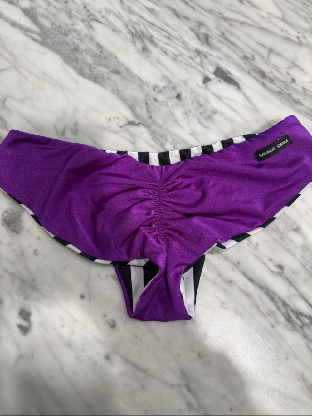 Purple Ruched Bikini Bottom